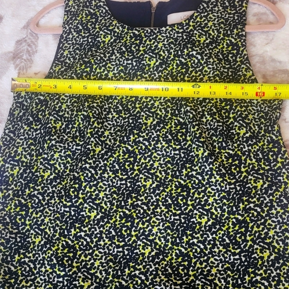 Loft Black and Green Patterned Sleeveless Dress. Size 8 - Picture 8 of 9